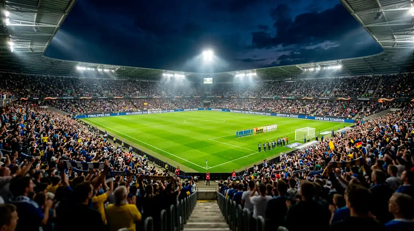 Flutlicht über einem WM-2026-Stadion am letzten Gruppenspieltag