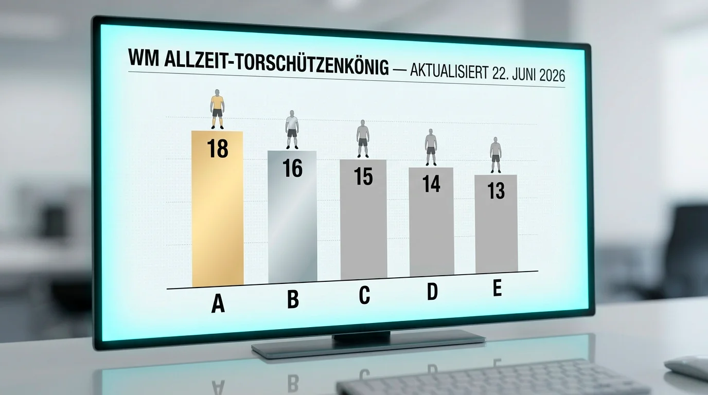 Statistik-Tafel mit Lionel Messis WM-Toren bis zum 22. Juni 2026